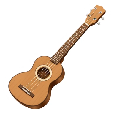Minimalistic flat vector icon, iOS style, thin black contour on white background. Small ukulele guitar with four strings. Clean, no text, no shadows sticker