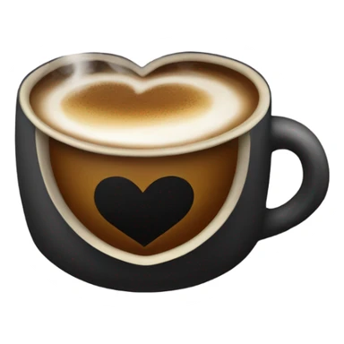 Black heart with cup of coffee  sticker