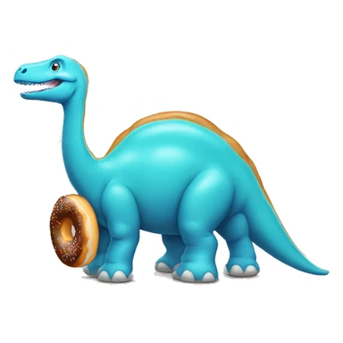 Brontosaurus blue eating donut  sticker