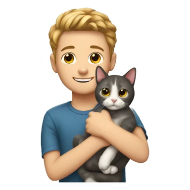 Boy with pet cat sticker