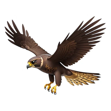 cinematic-peragrin falcon-realistic-full-body-diving-emoji,-sleek-aerodynamic-frame-plummeting-through-the-air-with-lightning-speed,-razor-sharp-talons-poised-for-the-strike,-feathered-wings-angled-for-maximum-precision,-keen-dark-eyes-locked-onto-its prey sticker