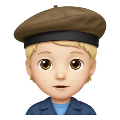 male toddler with beret sticker
