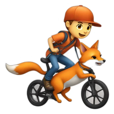 Boy riding fox with a yoyo sticker