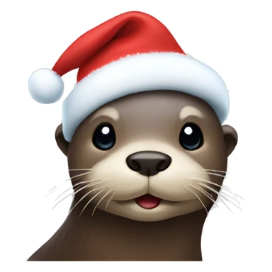 Otter with a christmas hat sticker