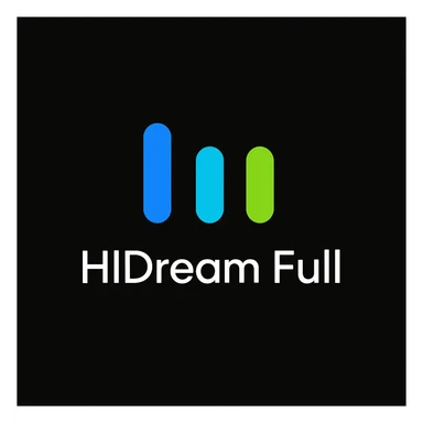 create high dream logo like this with text "HIDream Full", black background  sticker