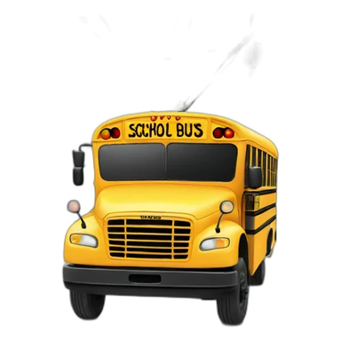 School bus hanging from hot air balloon sticker