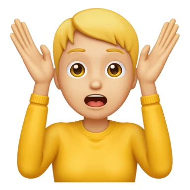 Yellow emoji doing choking emote with hands sticker