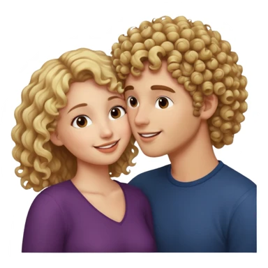 Blonde curly guy kissing on brown haired girl sticker