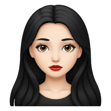 girl with black hair with long  hair Wearing makeup
 sticker