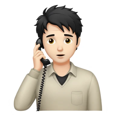 a white man with black messy taking a call sticker