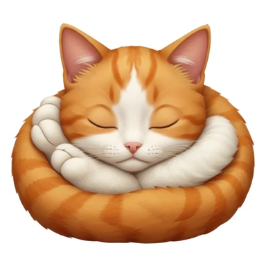 ginger and white small cat curled up with head upside down with eyes closed sticker