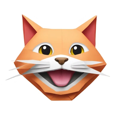 cat smiling origami saumon sticker