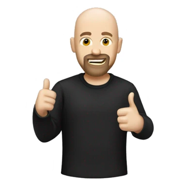 bald white guy with dark shirt and goatee thumbs up sticker