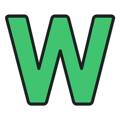 big green letter W, bold and eye-catching sticker