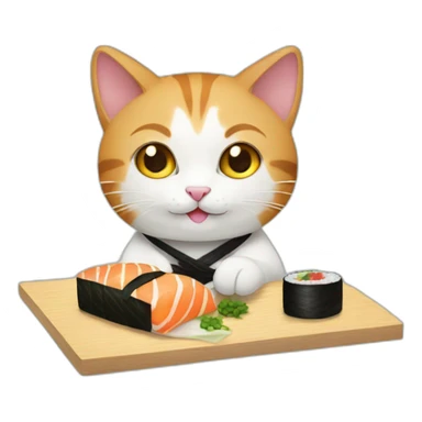 cat serving sushi sticker