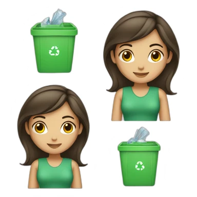 Brunette girl recycling sticker