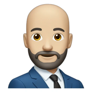 A bald white person with a black beard wearing a blue formal suit sticker