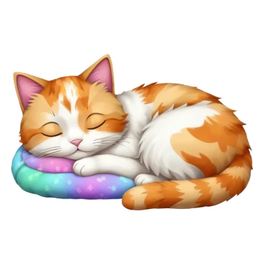 full body colourful light patched calico + white tabby cat sleeping sticker