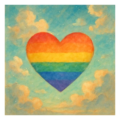 pride heart, dreamy and painterly sticker