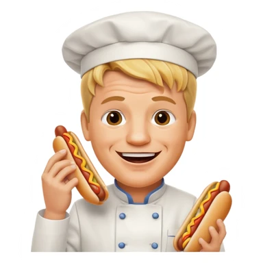 gordon ramsay eat a hotdog, happy smile sticker