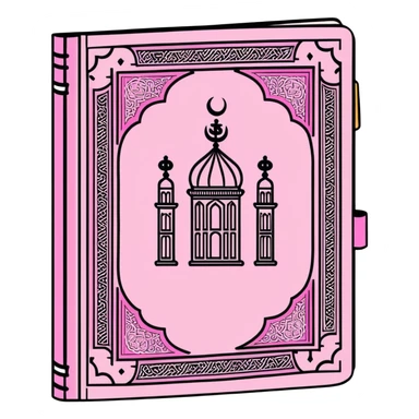 Pink Quran book with Islamic patterns sticker