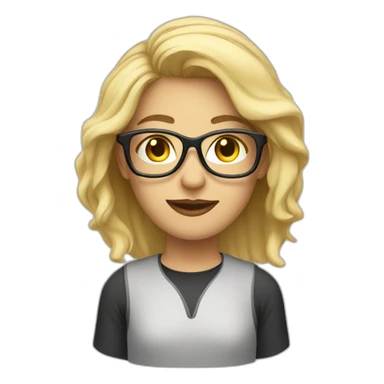 blonde programmer with glasses with facemask sticker