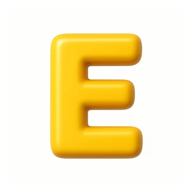 A 3D emoji in iOS emoji aesthetic style of the capital letter “E”, bold and smooth design, bright color, glossy surface, clean white background. sticker