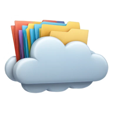 A cloud with folders and files flying in and out of it. sticker