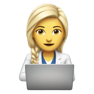 White Woman with Laptop busy with coding for Office Work by thinking future me nice hair suit  sticker