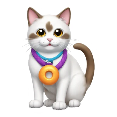 snowshoe cat with a toy sticker