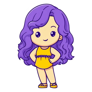 A cute girl with long, wavy purple hair reaching her waist sticker