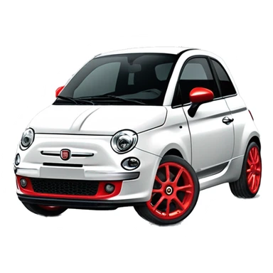 Fiat 500 abarth 2008 blanche , avec une bande latéral rouge et rétroviseur rouge. Jante chromé pétale  sticker