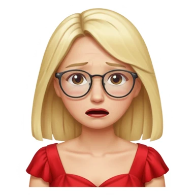 lomg blond woman  crying with glasses with red party wear dress sticker