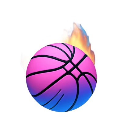 Pink and blue flaming basketball  sticker