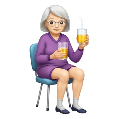 mulher idosa com as pernas cruzadas segurando xixi sticker