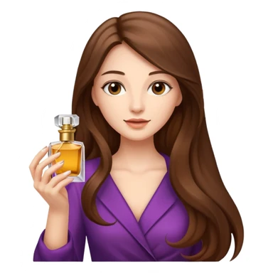 Half body pretty long hair woman holding 1 parfume sticker