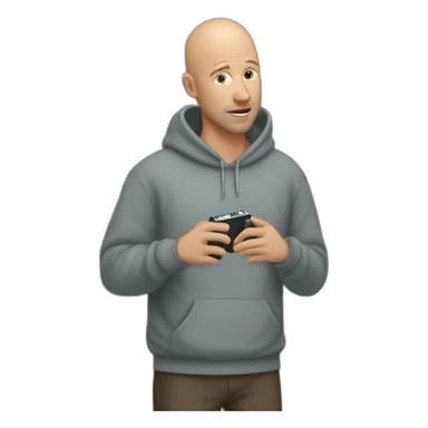 50 year old friendly bald guy in a hoodie playing harmonica sticker