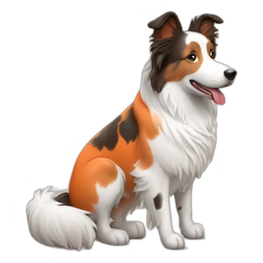 white and wheat red merle border collie in orange wheel chair sticker