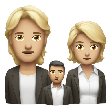 6 Caucasian people sitting around a table looking unhappy sticker