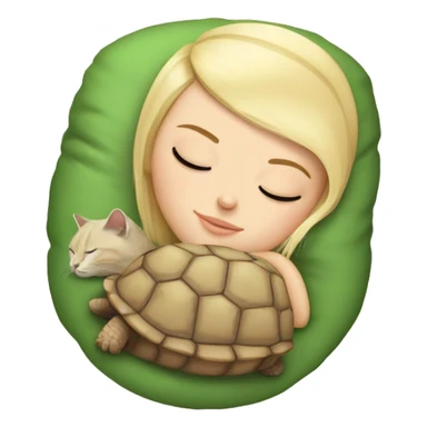 White girl blonde hair sleeping with tortoise kitty sticker
