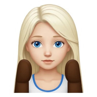 platinum blonde girl with long hair and forelocks, blue eyes. sticker