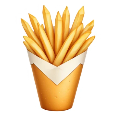 Belgian Fries Cinematic Realistic Belgian Fries Dish Emoji, depicted as a generous serving of crispy fries neatly presented in a white paper cone, rendered with vivid textures and appetizing, natural lighting. sticker