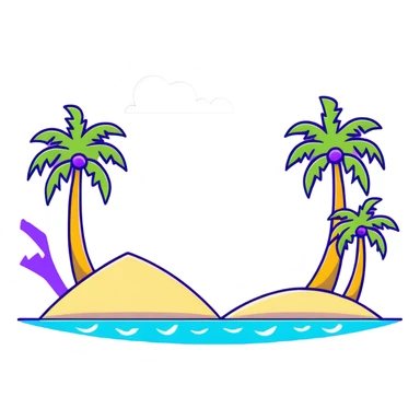 tropical island with palm trees and ocean sticker