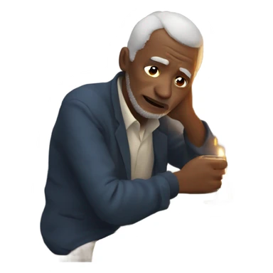 Very sad 60 yo man celebrating new year sticker