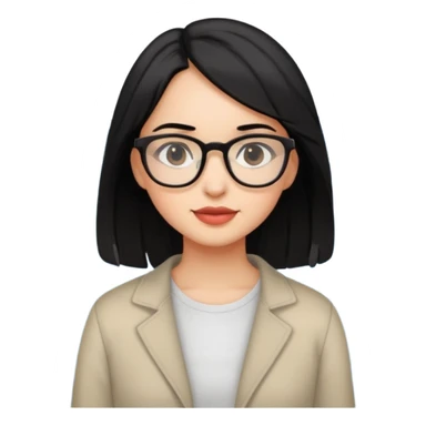 de una chica morena clara con cabellos negro y lago con lentes sticker