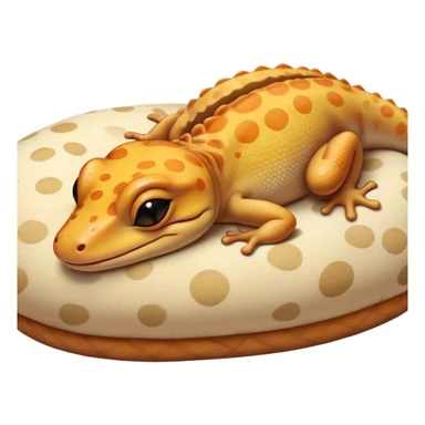 Meme-Worthy Cute Sleeping Gecko Portrait Emoji, Head resting peacefully with a contented smile, showcasing a diminutive, patterned body with smooth scales and eyes gently closed in serene slumber, Simplified yet adorably endearing features, highly detailed, glowing with a soft, drowsy tropical light, high shine, relaxed and utterly lovable, stylized with an air of playful laziness, soft glowing outline, capturing the essence of a sleeping gecko that feels destined to become the next viral icon of adorable rest! sticker