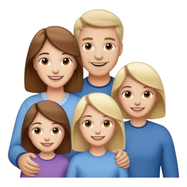 happy pale white family with one brown hair dad, one brown hair mom, one blonde girl, and one brown hair girl sticker