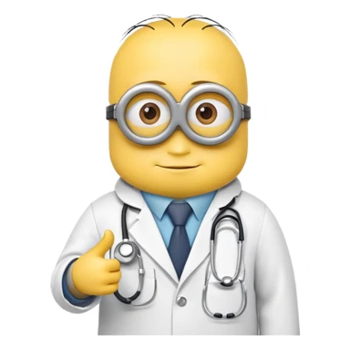 yellow minion character wearing doctor coat and stethoscope sticker