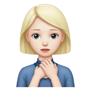 Person holding its neck sticker