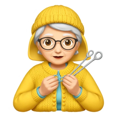 knitting grandma yellow sticker